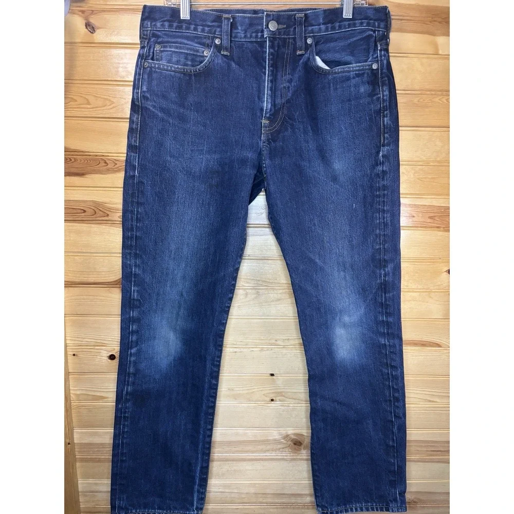 J.Crew 770 Japanese Kaihara Denim Dark Blue Jeans Men's 32x30 Straight Slim